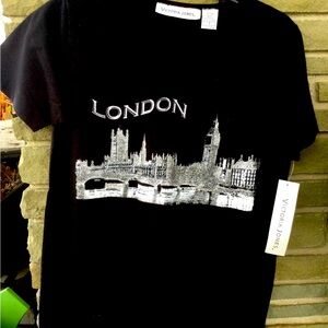 Victoria Jones Woman Black Tee with Silver London Design